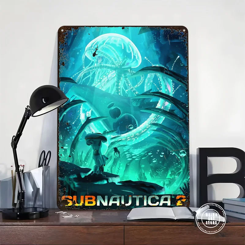 Subnautica 2 Underwater Scene 3D Texture Printed Poster Custom Vintage Metal Tin Plate Sign for Wall Art Decor Room Wand Deko
