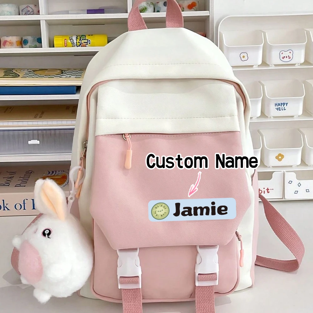 Custom Fruit Name Sticker,Transparent Waterproof Stickers for Kids,diy Name Labels for School Bag Bottles Pen Box Mug Uniform
