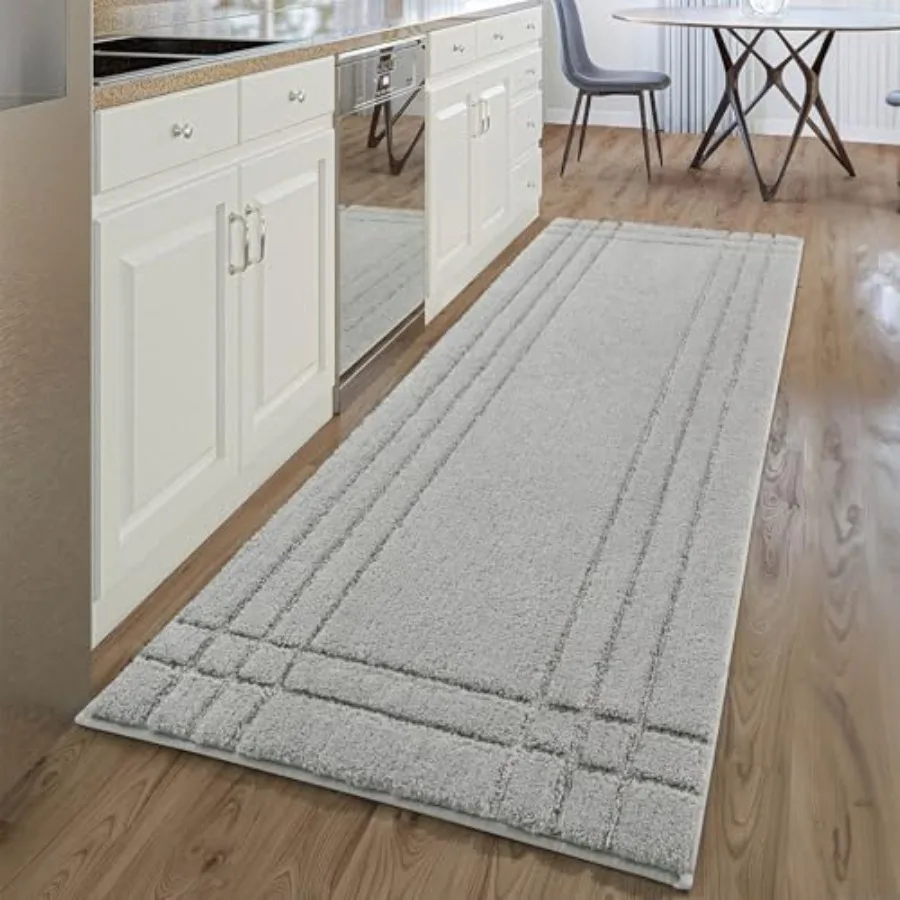 

Bathroom Runner Rugs 24 x 60 Extra Long Bath Rug Non-Slip Machine Washable Large Bath Mats for Tub and Shower Gray