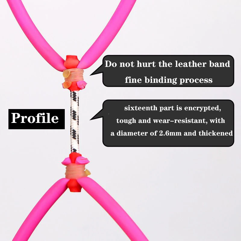 New Fine-Tie Traditional Slingshot Shooting Fish Leash High Elasticity Four-Strand Thickened Durable Round Leather Leash Set