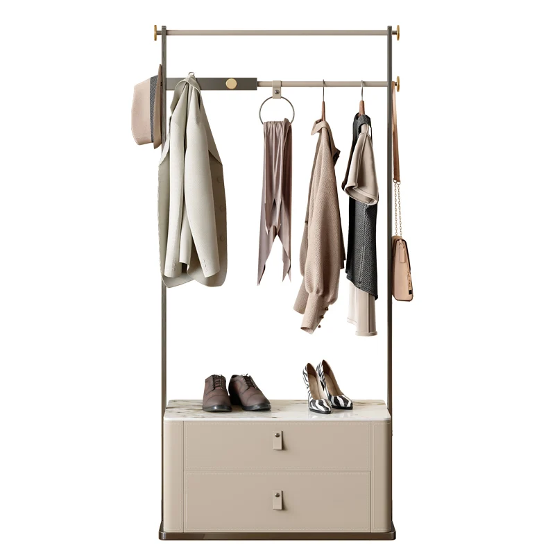 

Italian minimalist coat rack bedroom premium light luxury stainless steel storage floor