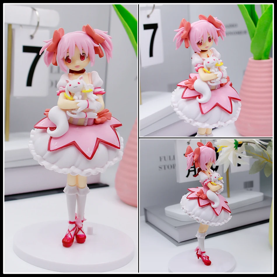 18cm Puella Magi Madoka Magica Kaname Madoka Kawaii Loli PVC Anime Figure Desktop Ornaments Exquisite Collection Toys Xmas Gifts