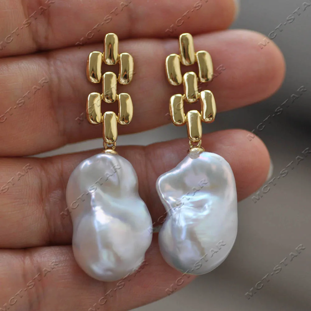 

Z14070 Идеальная золотая цепочка 26 мм, белая барочная серьга Reborn Keshi с жемчугом