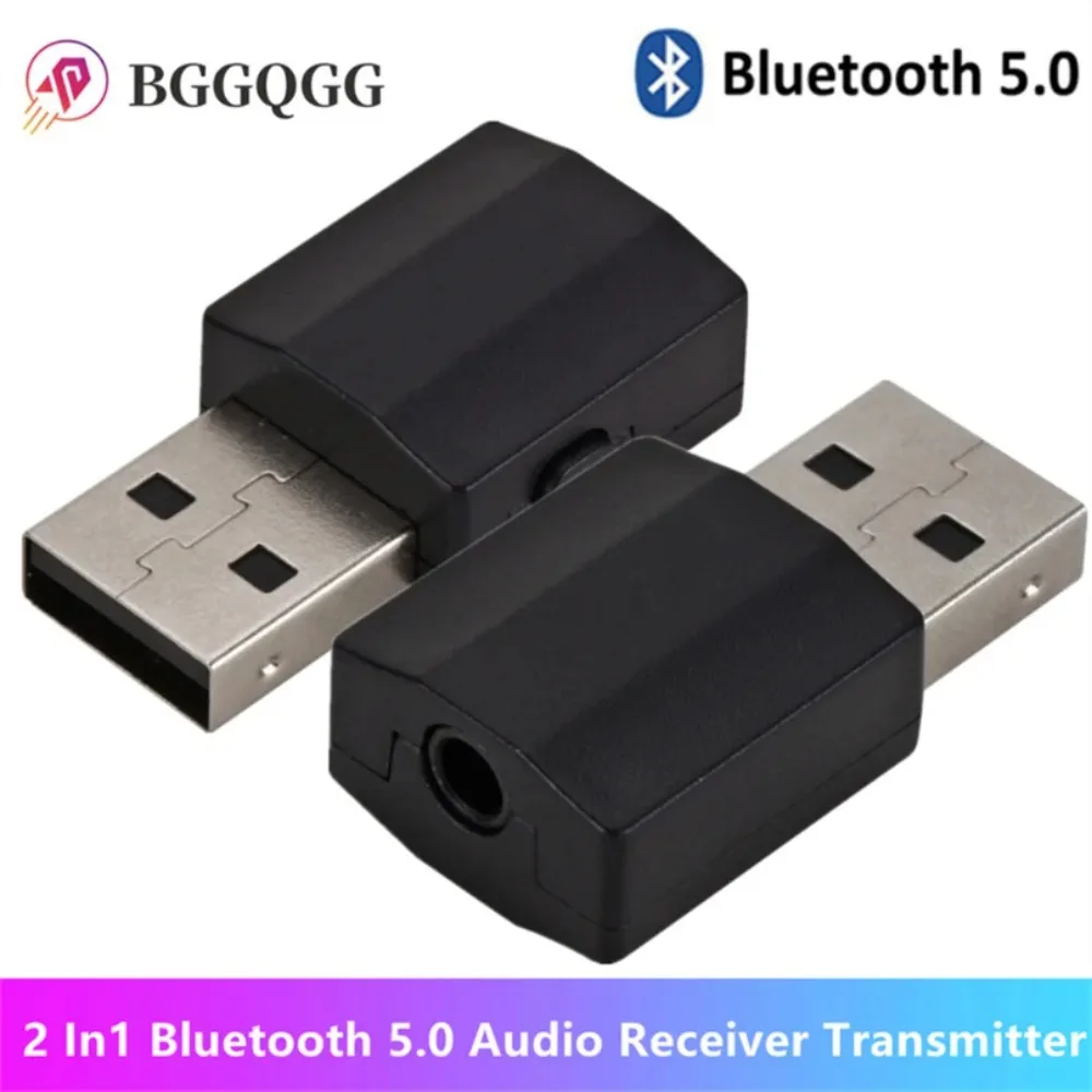 2 In1 Bluetooth 5.0 Audio Receiver Transmitter 3.5mm AUX Audio Wireless Adapter for TV PC Headphones Home Stereo Car HIFI Audio