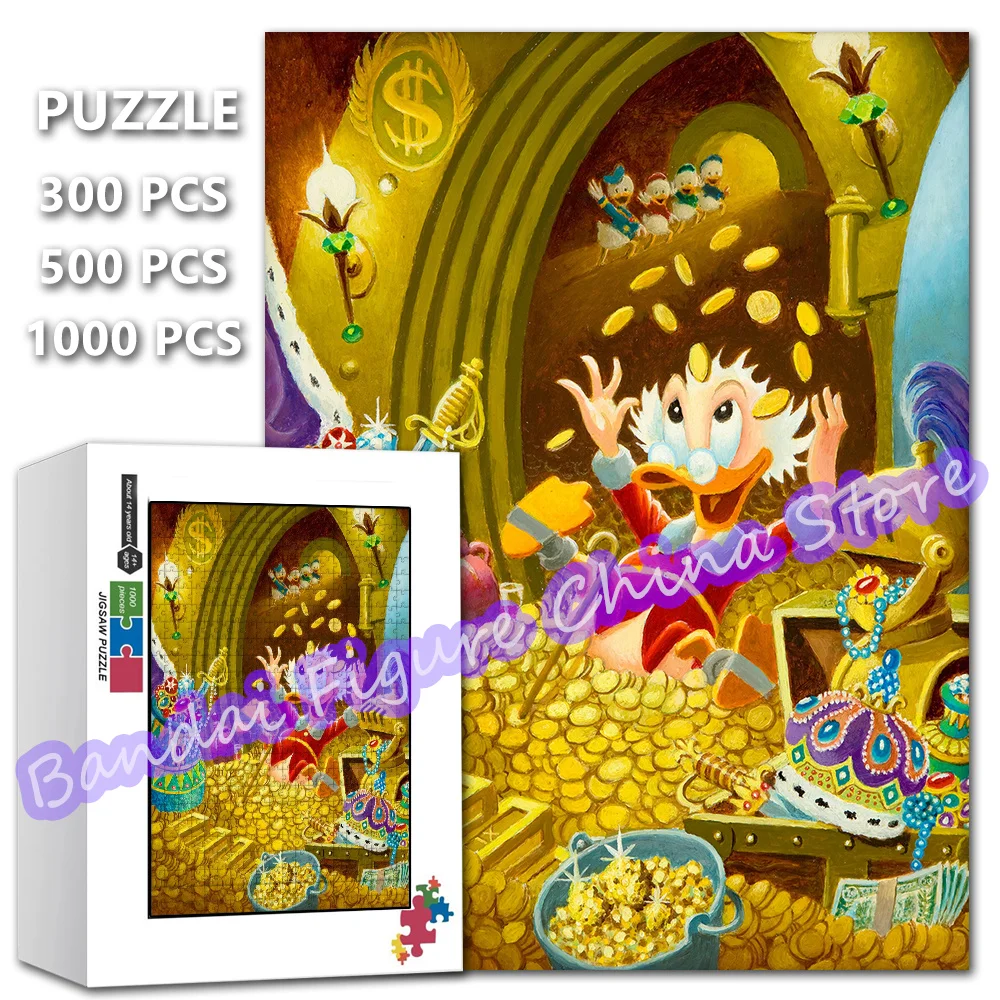 Disney Cartoon Donald Duck Print Puzzle World's Richest Man Scrooge Mcduck Jigsaw Puzzle Kids Educational Toys Christmas Gifts