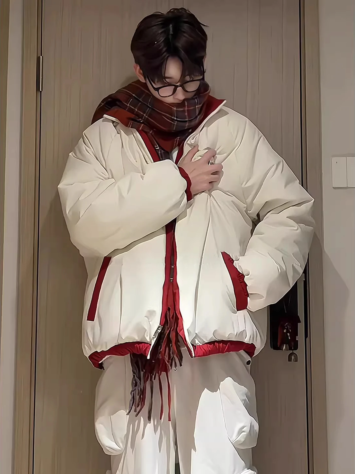 

American Sle Double-Sided Wear down Cotton Jaet Men's Thiened Warm Cotton Coat Cleanfit Couple's Outerwear