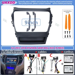 For 2013-2018 Hyundai SANTAFE IX45 9inch 2 Din Car stereo radio Android frame panel fascia cable video harness adapter dashboard