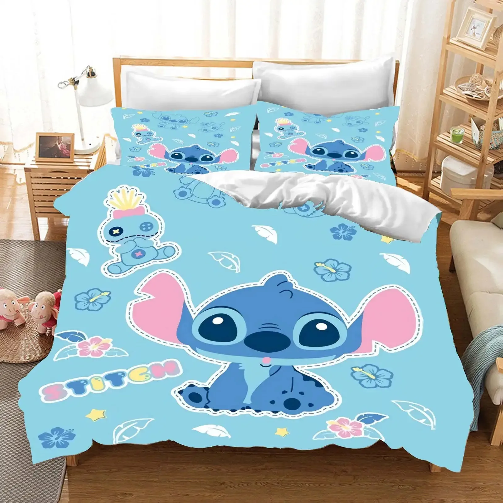 Cartoon 3d Stitch Bedding Set 3d printed Children Birthday Duvet Cover Pillowcase Bed Set For children and adults