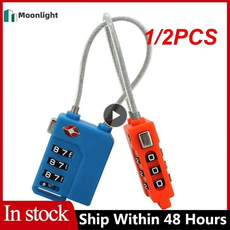 1/2PCS Portable TSA Approved Cable Luggage Lock 3-Digit Password Lock Padlock