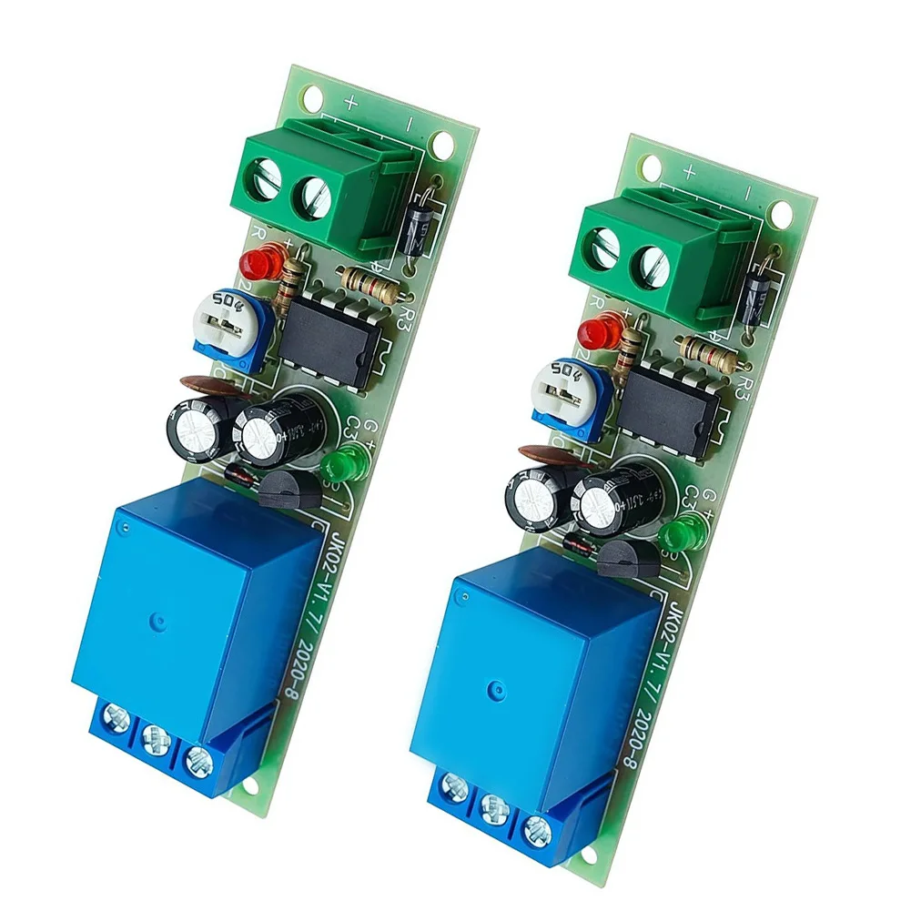 2PCS DC12V NE555 Adjustable Time Delay Relay Module 0-60s for Circuit Timing Control with Dual LED Status Display
