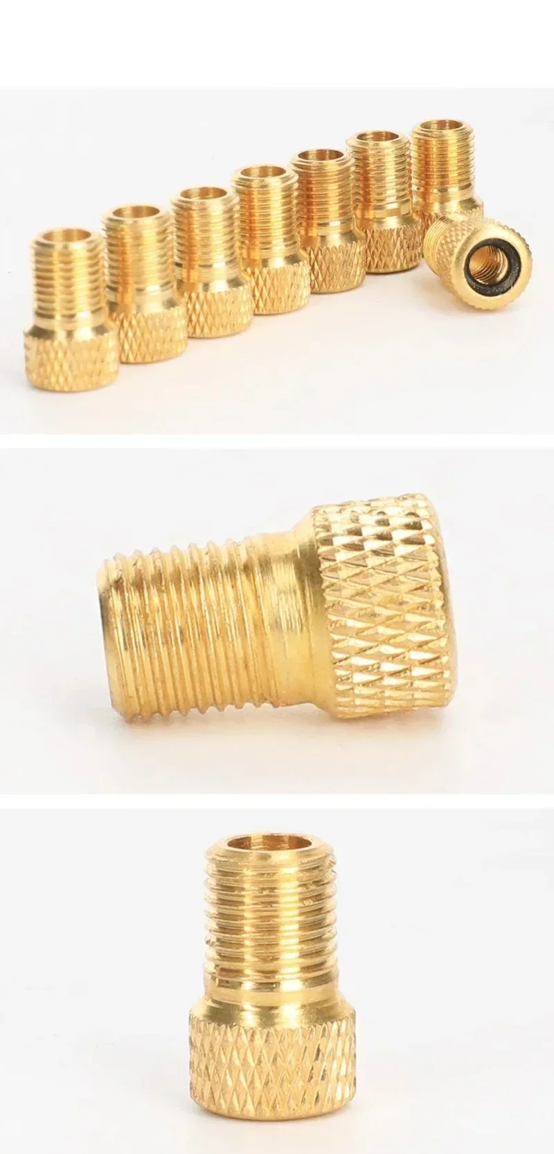 2-14 Stück Fahrrad-Presta-auf-Adapter-Reifenventiladapter, goldene Kupfer-Fahrradpumpen-Reifenventilverbinder, F/V-auf-A/V-Konverter – Detail 1