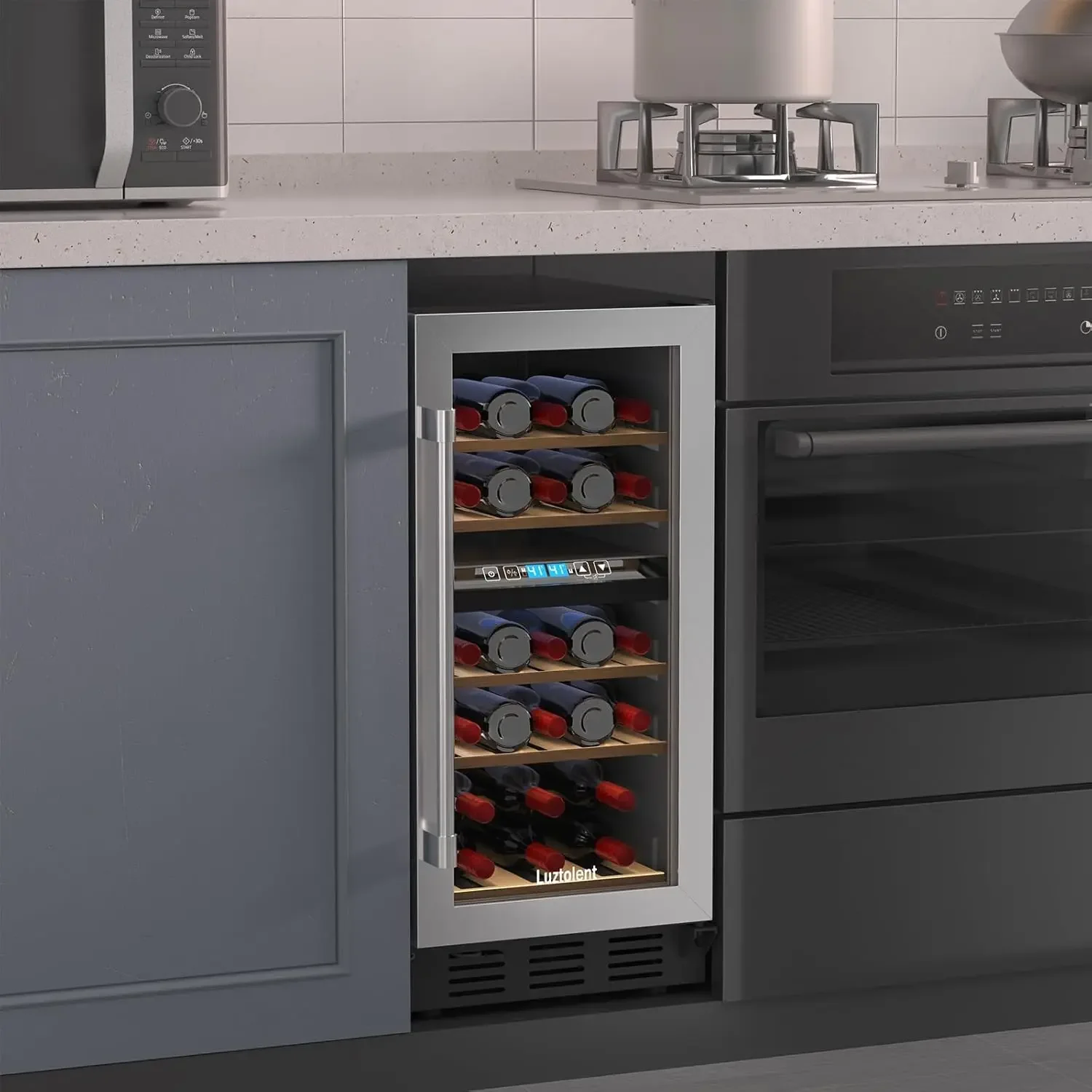 

Винный погреб на 26 бутылок, 15-дюймовый компрессорный винный холодильник с двойным зон, встроенный или под столешницей,