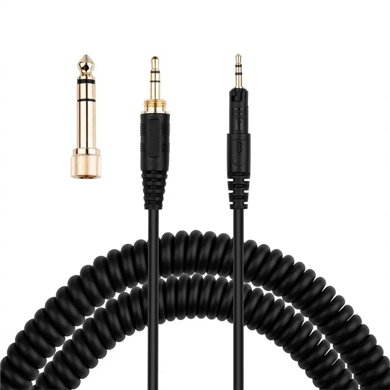 AB33-ATH-M50x Cable, Coiled AUX Cord Replacement For Audio-Technica ATH-M40x, ATH-M70x Headphone With 1/4
