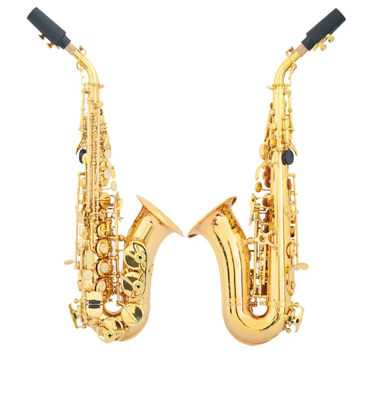 Gold Lacquer Brass Pipe for Soprano Saxophone Dual-Use for Kids and Adults BB Tone Treble B Flat
