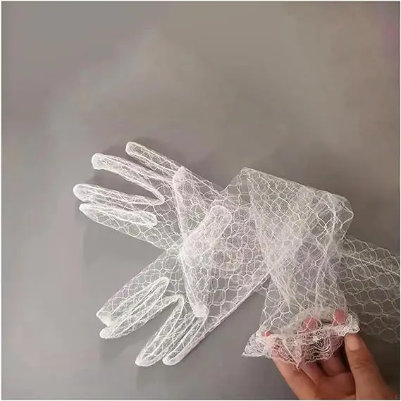 Guantes de encaje transparentes para fiesta de té, guantes de dedo de moda, accesorios de graduación para mujeres y niñas