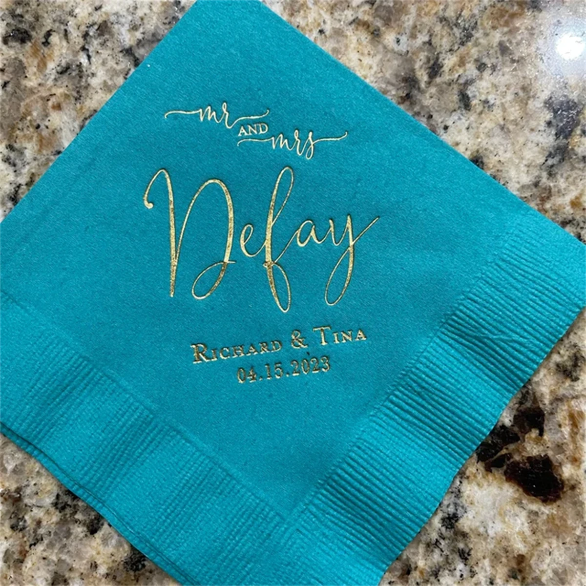 

50Pcs Personalized Wedding Cocktail Napkins- Mr & Mrs Mr and Mrs Custom Monogram Rehearsal Dinner, Anniversary Party Luncheon