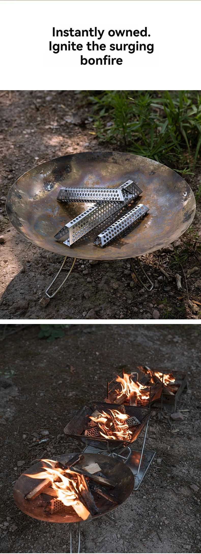 CAMPINGMOON Neuheit A4-CS/A4-CM Luftloch BBQ-Zubehör Campingausrüstung Wiederverwendbares Metall-Brennholz aus Edelstahl – Detail 15