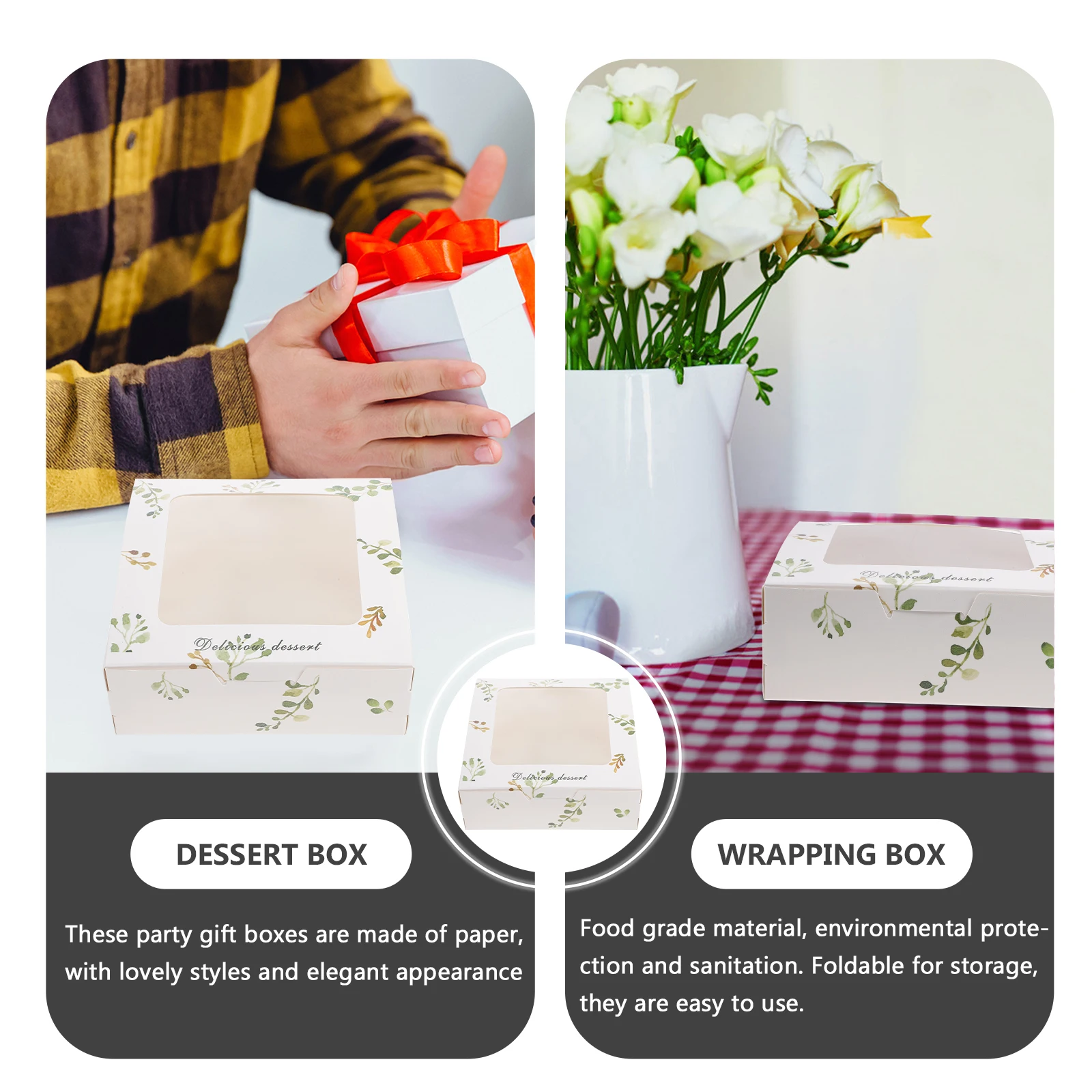 

20Pcs Premium Paper Dessert Box Disposable Egg Tart Packaging Safe No Odor Healthy Practical Birthday Party Hotel Cafe