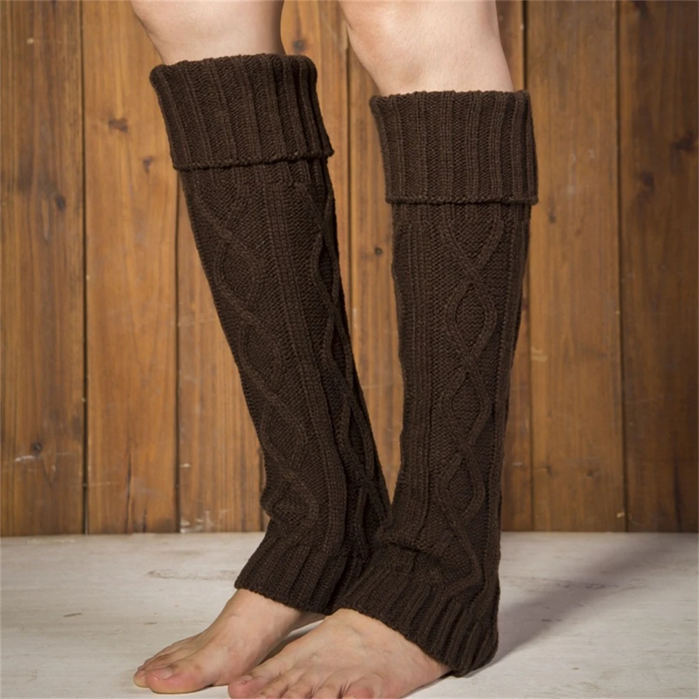 Women Knitted Wool Warmth Leggings Mid-length Vintage Loose Elastic Boot Cover Autumn Winter Leg Warmers Long Thermal Pile Socks