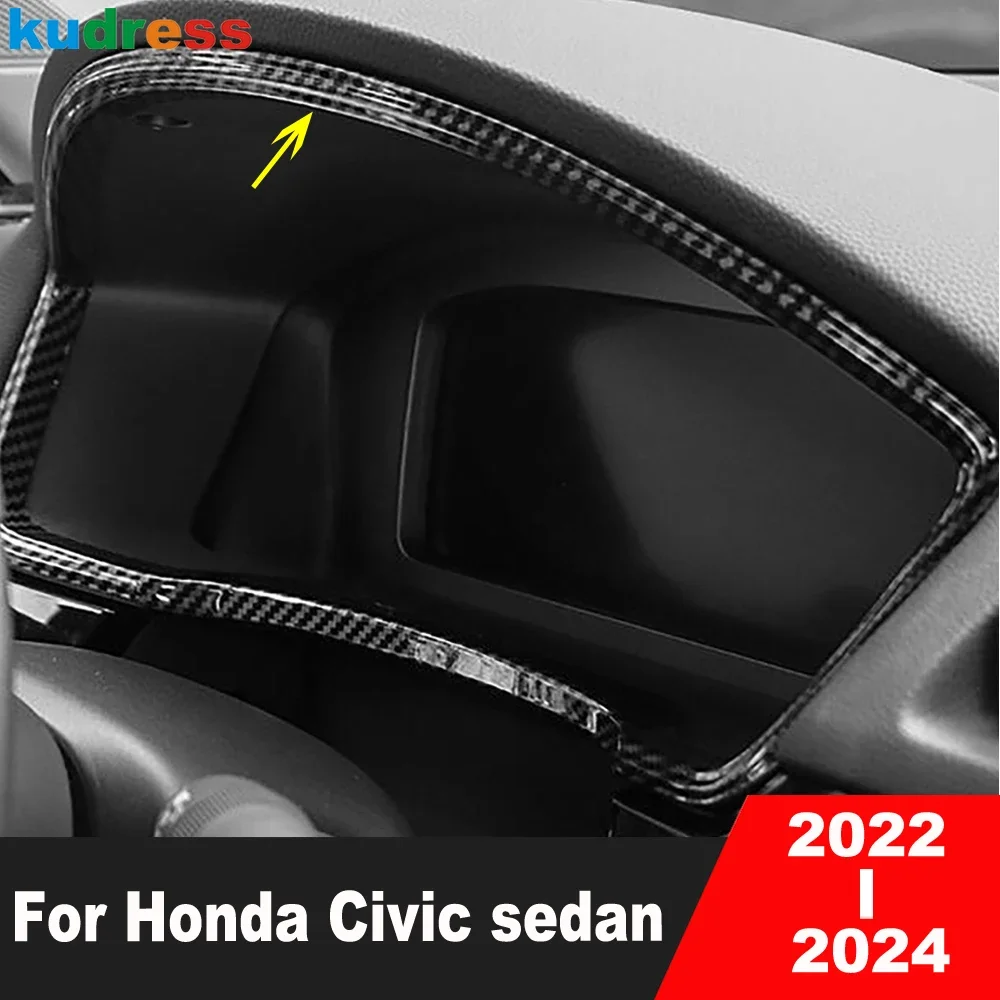 

Для Honda Civic 11-й седан 2022 2023 2024, приборная панель автомобиля из углеродного волокна, рамка приборной панели, накладка, аксессуары для интерьера