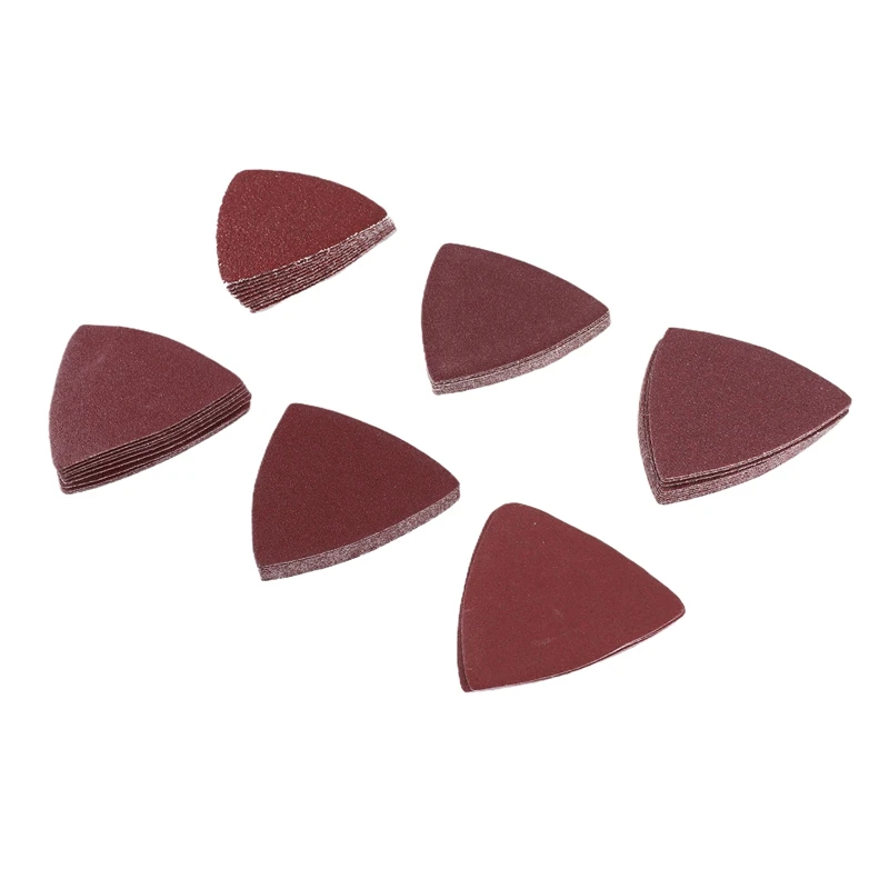 

60Pcs Triangular Hook And Loop Triangle-Sandpaper, Fit 3-1/8 Inch Oscillating Multi Tool Sanding Pad, Assorted 40 60 80 100 120