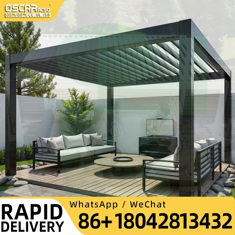 Pergola bioclimatique murale extérieure étanche, nouveau design économique en aluminium, gazebo sur mesure pour jardin, patio, cour arrière