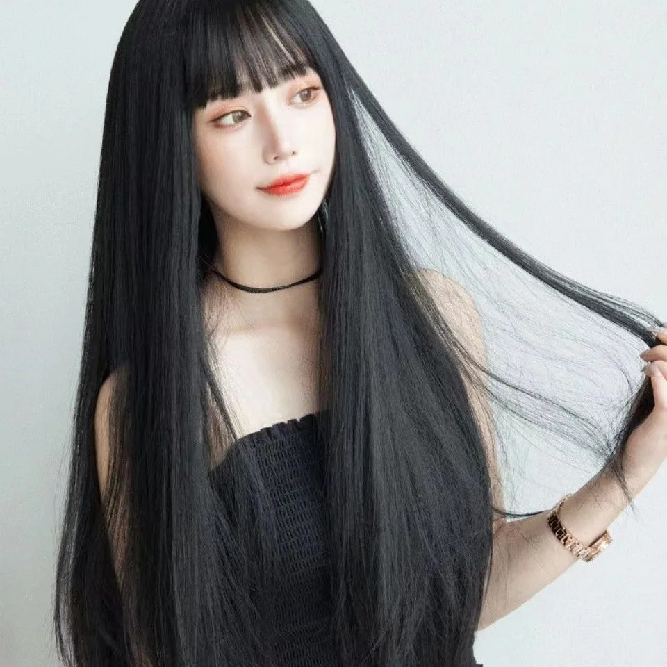 26-Inch Long Straight Synthetic Cosplay Wig Set