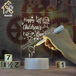 Transparent Message Board Night Light Glowing Memo Acrylic LED Ambient Lights Daily Moment Note Board Erasable Room Decor Gift