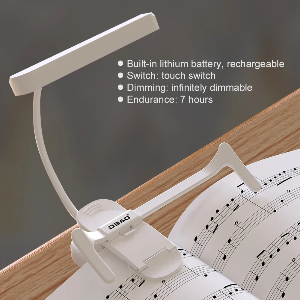 Rechargeable Piano Lamp LED Clip Reading Light Book Light Book Lamp for Piano Orchestra Bookworms