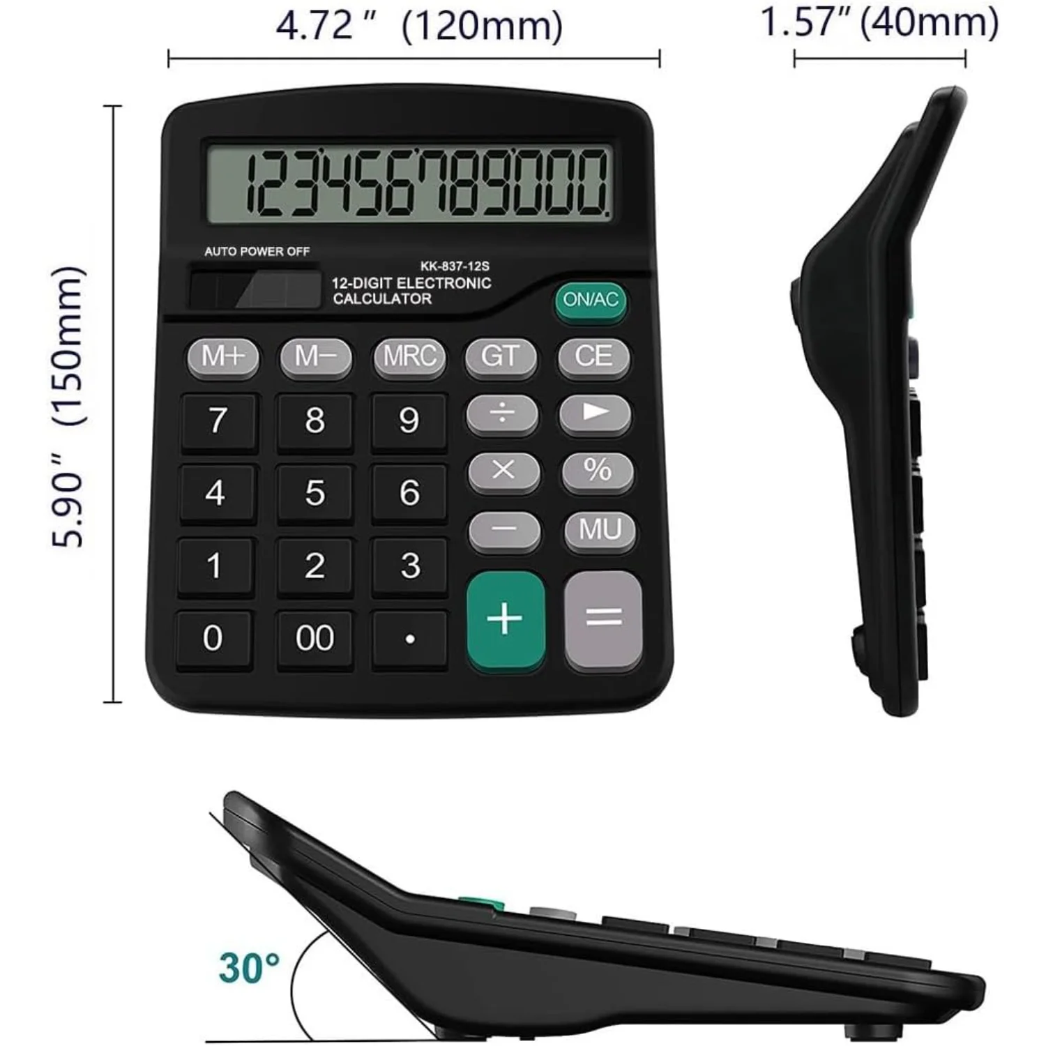 Office Desk Calculator, Cute Calculator for ,  Calculators Desktop, Dual Power  Financial Calculator with Big Button Large Displ