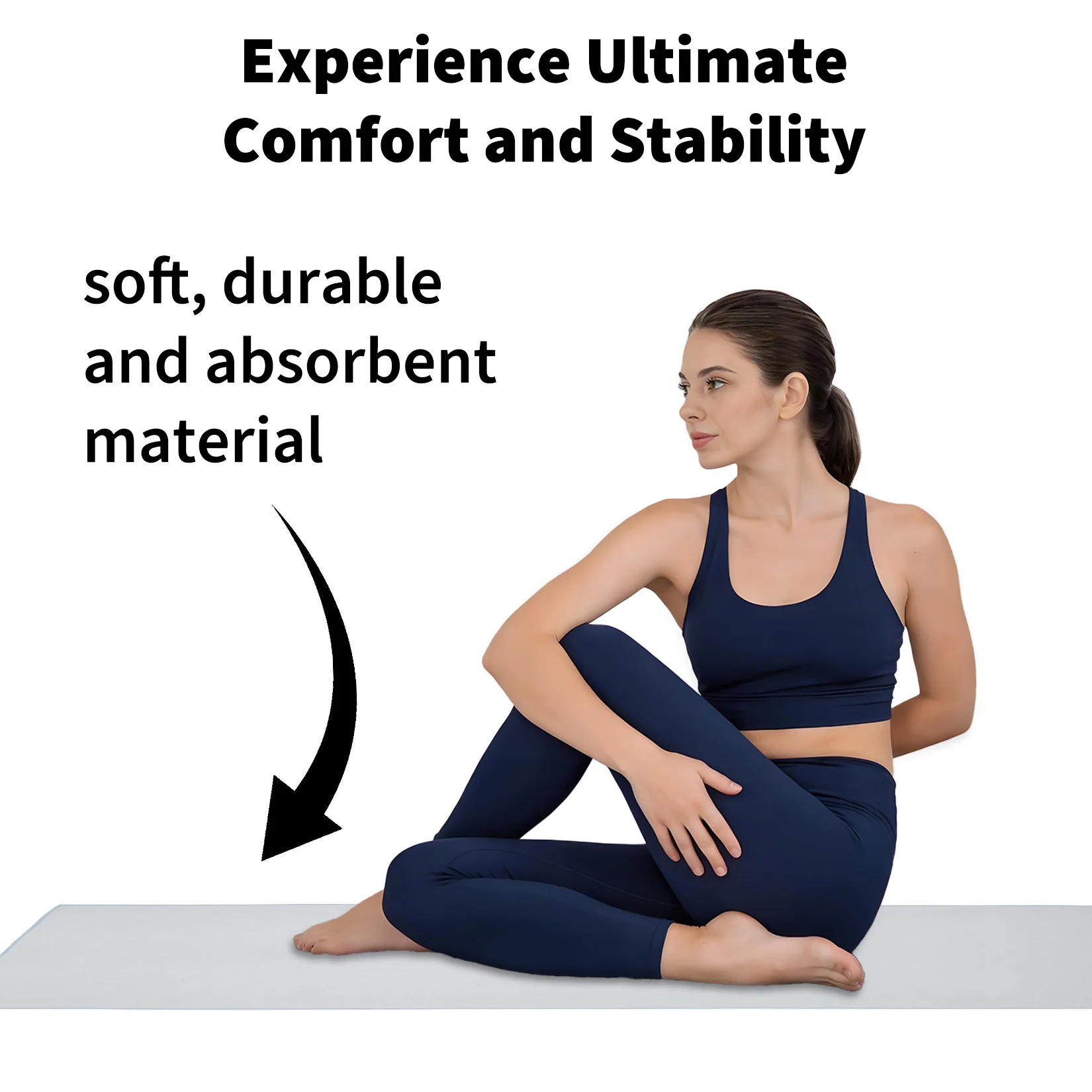 Non-Slip Microfiber Yoga Towel for Hot Yoga & Pilates - Sweat Absorbent, Quick Dry, Machine Washable - Mat Cover, Ideal for Gym - 183x67cm - view 3