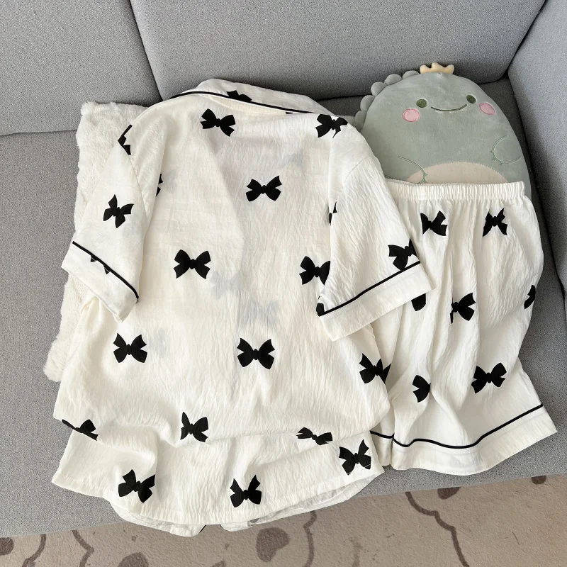 2 Summer Short-Sleeve Pajama Set for Women, Comfortable and Trendy, Shorts That Can Be Worn Outside, Home Wear Set