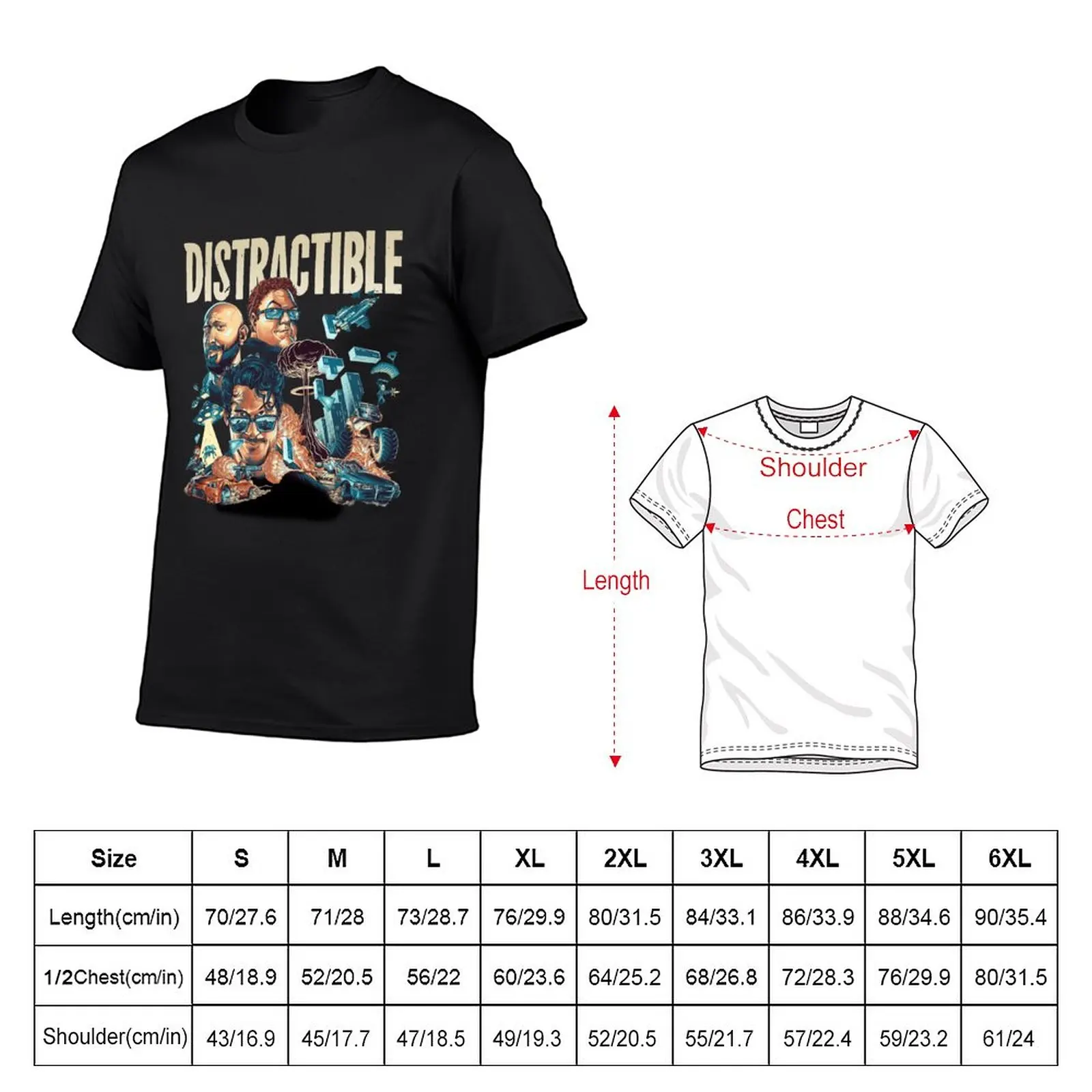 New Distractible Podcast merch T-Shirt plus size tops Anime t-shirt t shirts for men graphic