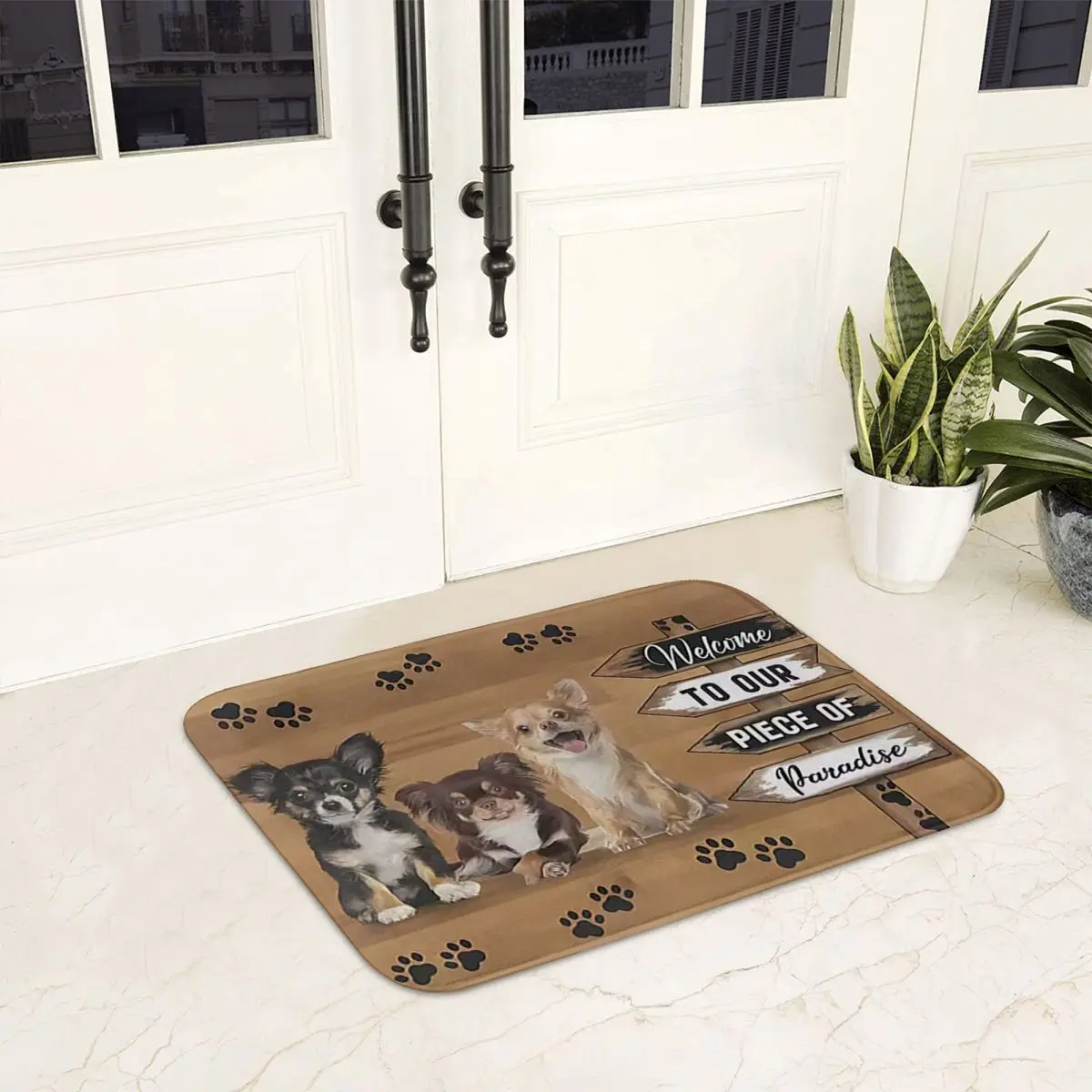 Chihuahua Paws Welcome Welcome To Our Piece Of Paradise Anti-slip Doormat Floor Mat Carpet Rug for Kitchen Entrance Footpad Mats