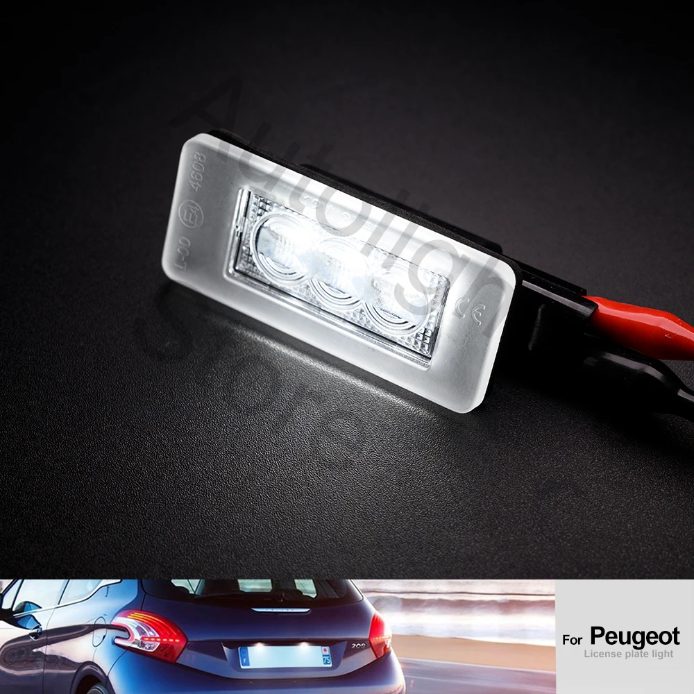 2pcs Canbus NoError LED rear Lamp License Number Plate Light For Peugeot 207CC 208 308 MK2 2008 3008 Citroen C3 C4 C5 III Elysee