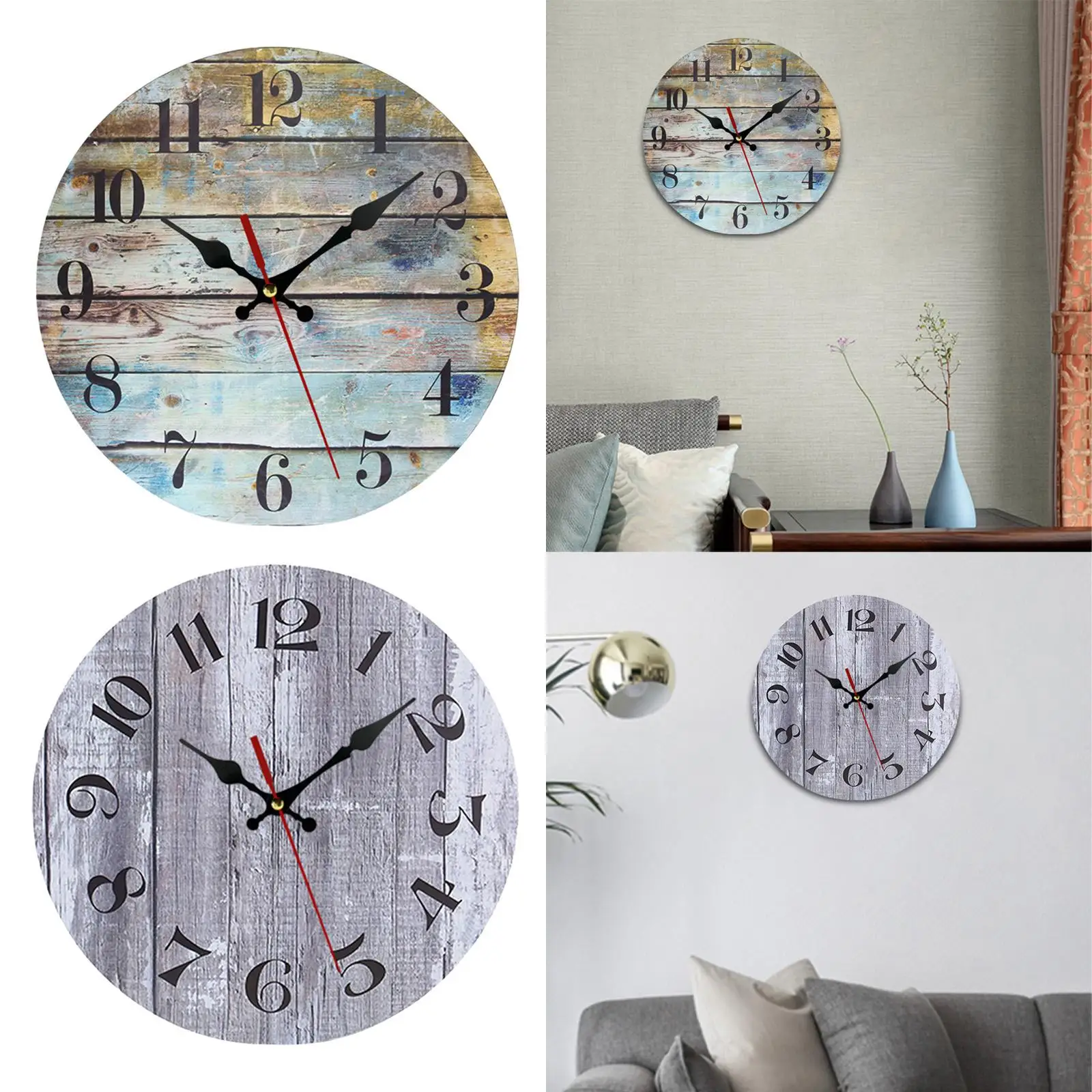 25cm Wand Horloges Tikkende Stille Decoratieve Rustieke Opknoping