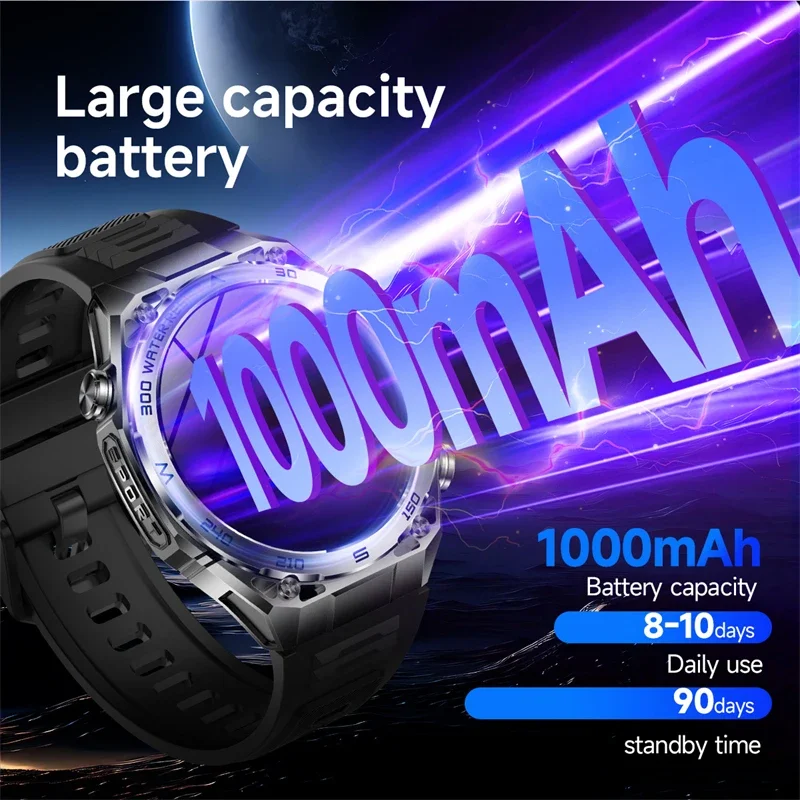 LIGE Outdoor Sports Smart Watch T-Rex 3 1000mAh Large Battery 10ATM Waterproof Heart Rate HD Bluetooth Call Smart Watch Men 2026