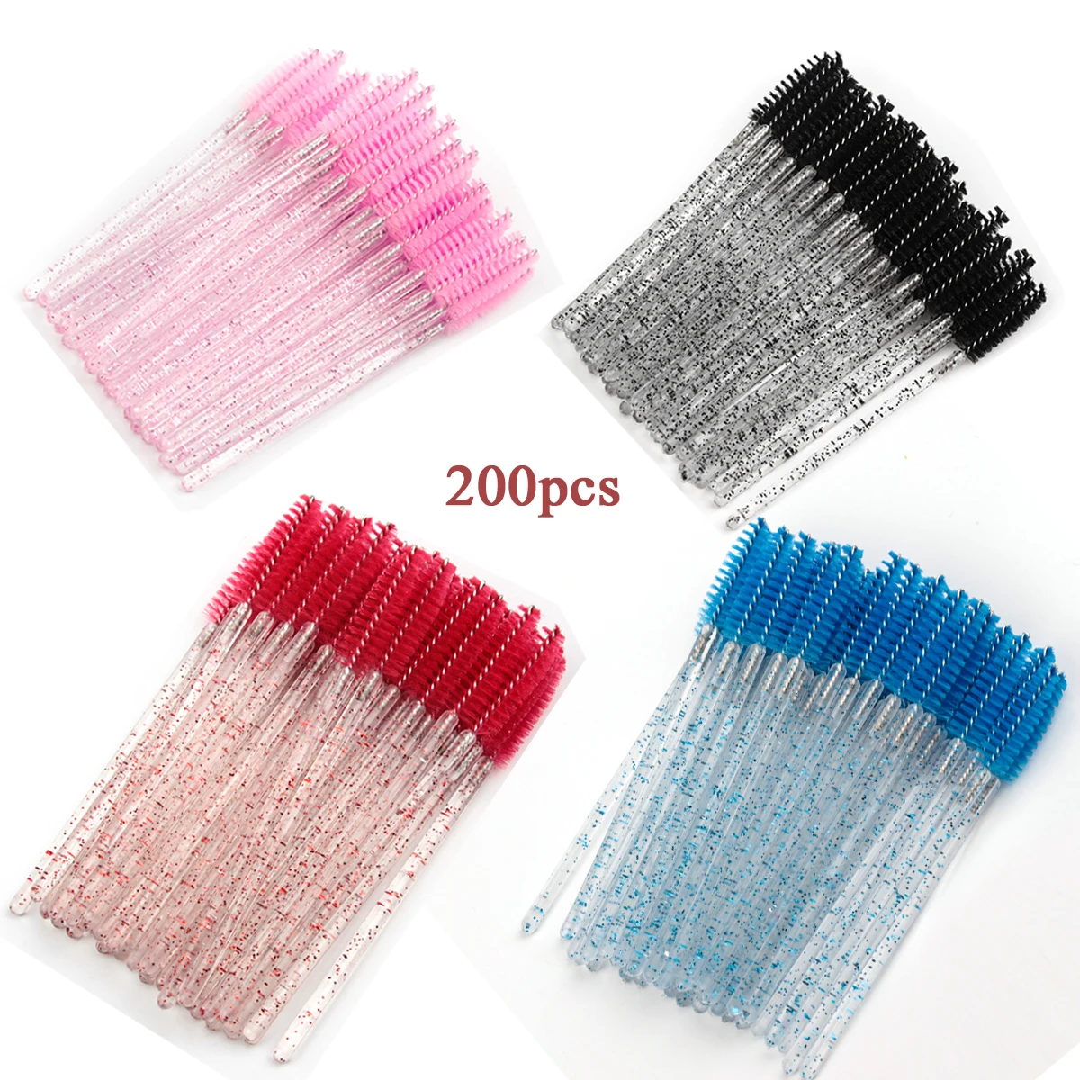 Belleza 200/50 Uds pinceles de maquillaje cepillo de cejas de cristal mango de diamante aplicador de varita de rímel pestañas herramientas de extensión de pestañas