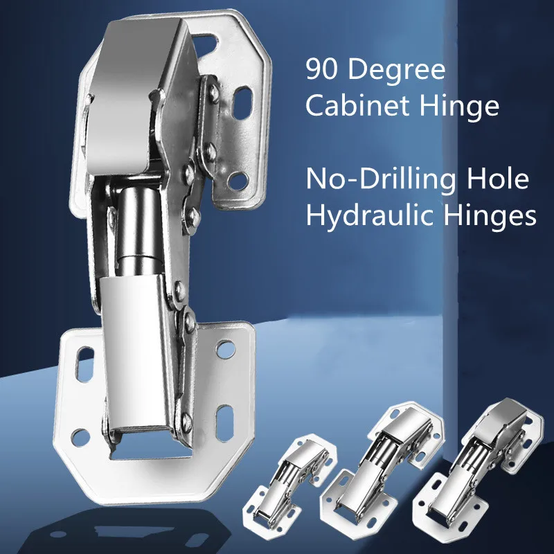 

KK&FING 90 Degree Cabinet Hinge No-Drilling Hole Cupboard Door Hydraulic Hinge Soft Close Bridge Shaped Hinge Furniture Hardware
