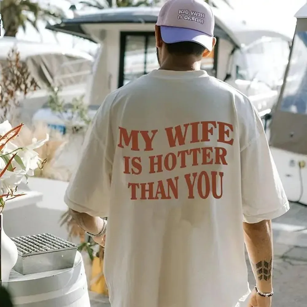 100% Cotton My Wife Is Hotter Than You Shirt, Funny Couple Shirt, Boyfriend Shirt, My Wife Gift Shirt, Gift For Husband, Funny Husband Shirt, Classic Unisex T-Shirt, Gifts - For Husband Him, Short Sleeve Tee Shirt, Funn Golf Gift T-Shirt For Men And Women