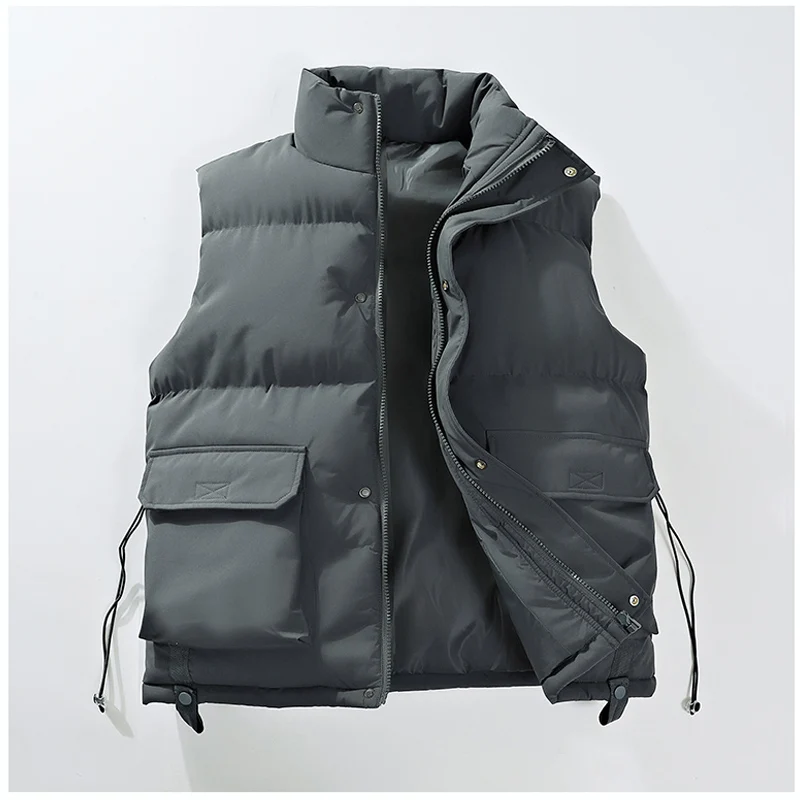 

2025 Autumn Winter Men White Thick Vest Men Warm Vests Men Sleeveless Parkas Jacket Male Fashion Casual Black Waistcoats