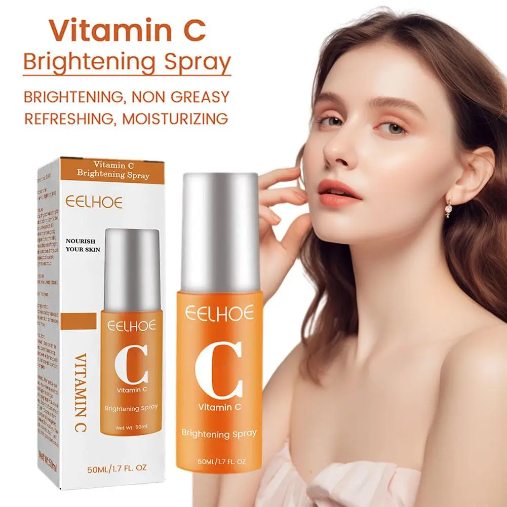 50ml Vitamin C Brightening Facial Spray Mist Green Tea Anti-wrinkle Nourishing Relieve Redness Moisturizing Portable Whitening