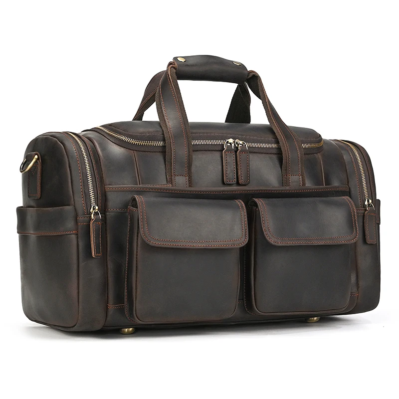 High Capacity Leather Travel Bag Retro Fashion Luxury Men\'s Travel Bags Duffle Bags 100% Genuine Leather Male Travel Handbags
