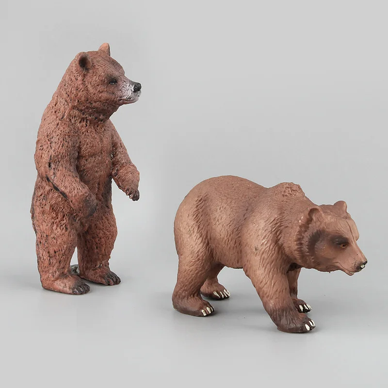 Small Size Simulation Brown Bear Figure Collectible Toys Solid Wild Animal Action Figures  Animal Cognitive Toys