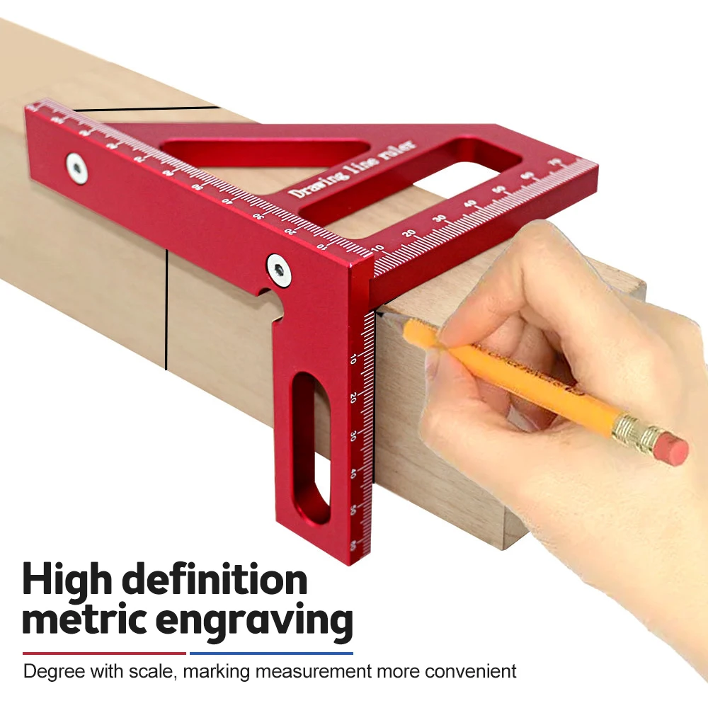 Woodworking Square Protractor Aluminum Alloy Miter Triangle Ruler High Precision Layout Measuring Tool for Engineer Carpenter