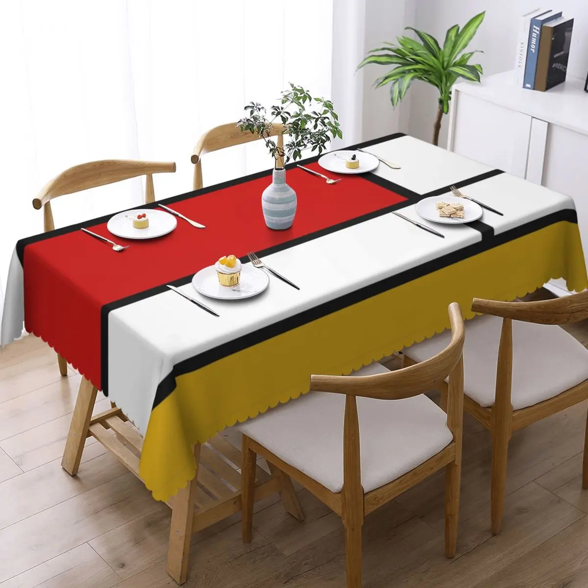 Customized Rectangular De Stijl Mondrian Plaid Tablecloth Fit 45