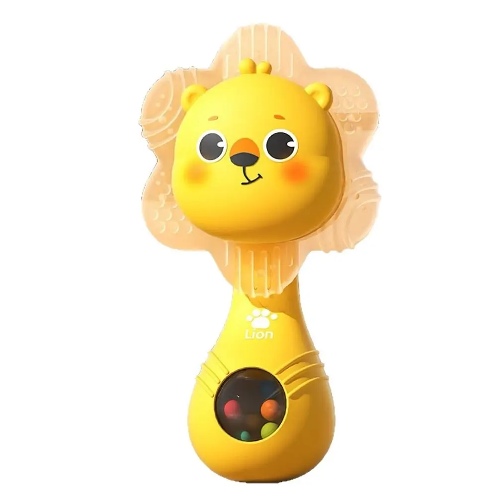Sonajero mordedor de música de plástico, sonajero interactivo masticable, música sensorial, juguete Montessori, campana de manivela suave, juguetes de 0 a 12 meses
