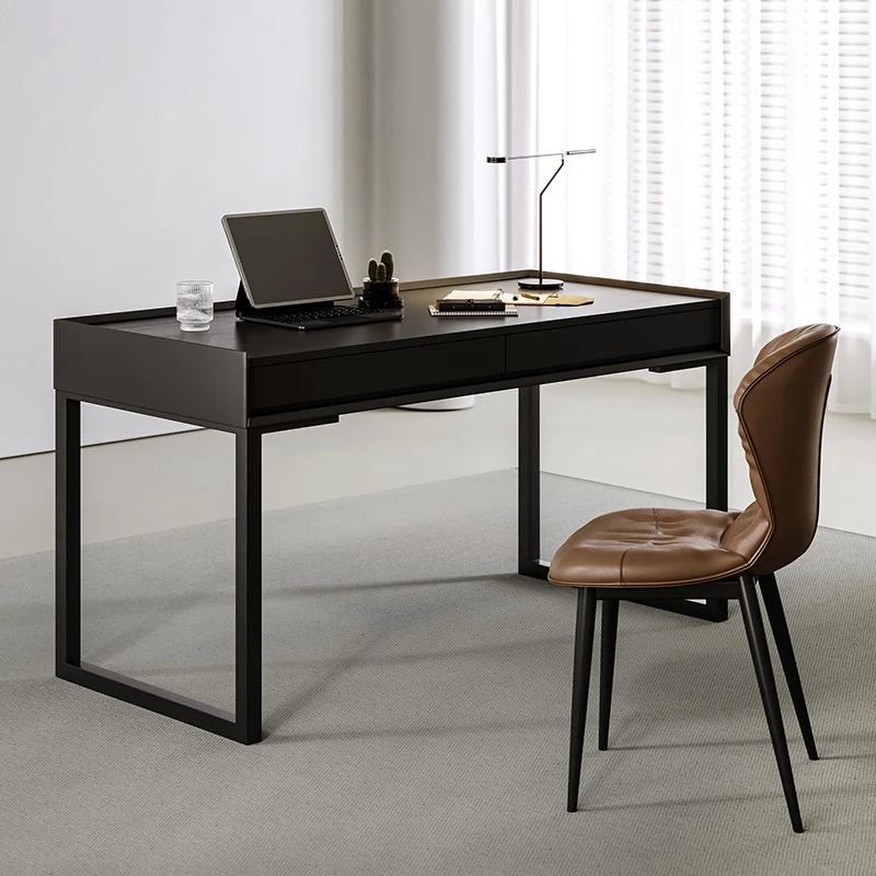 

Minimalist black solid wood desk workbench household bedroom narrow small apartment High Quality