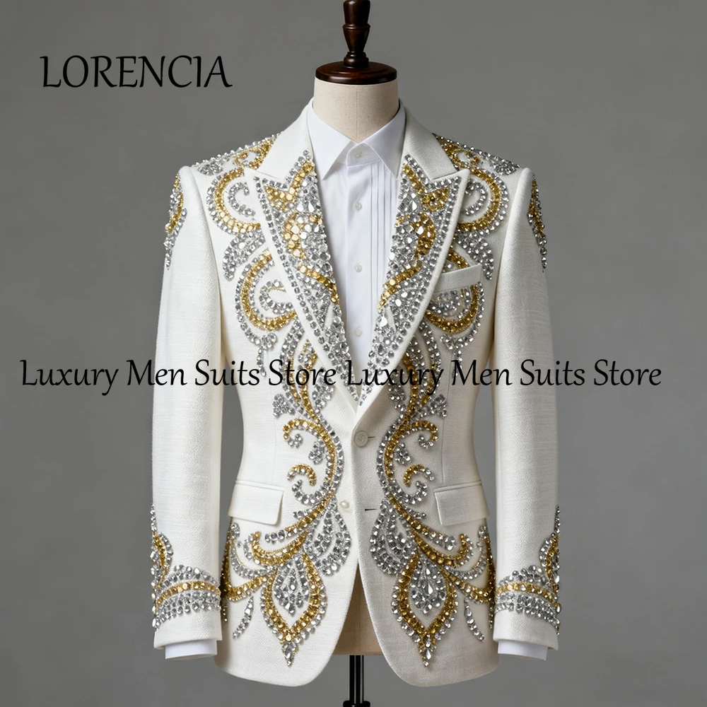 

Super Shiny Diamond Suits for Male 2 Pieces Crystal Tuxedo Set Wedding Party Blazer Men Prom Customized 2025 trajes para hombre