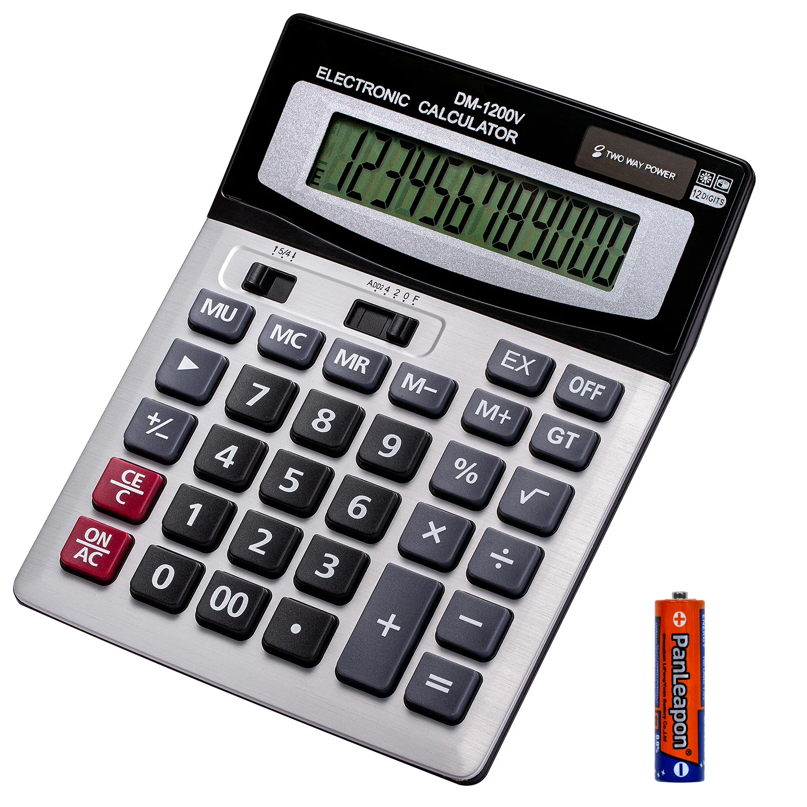 12 Digit Desktop Calculator with Large LCD Display and Sensitive Button, Dual Solar Power and Battery(1200v)
